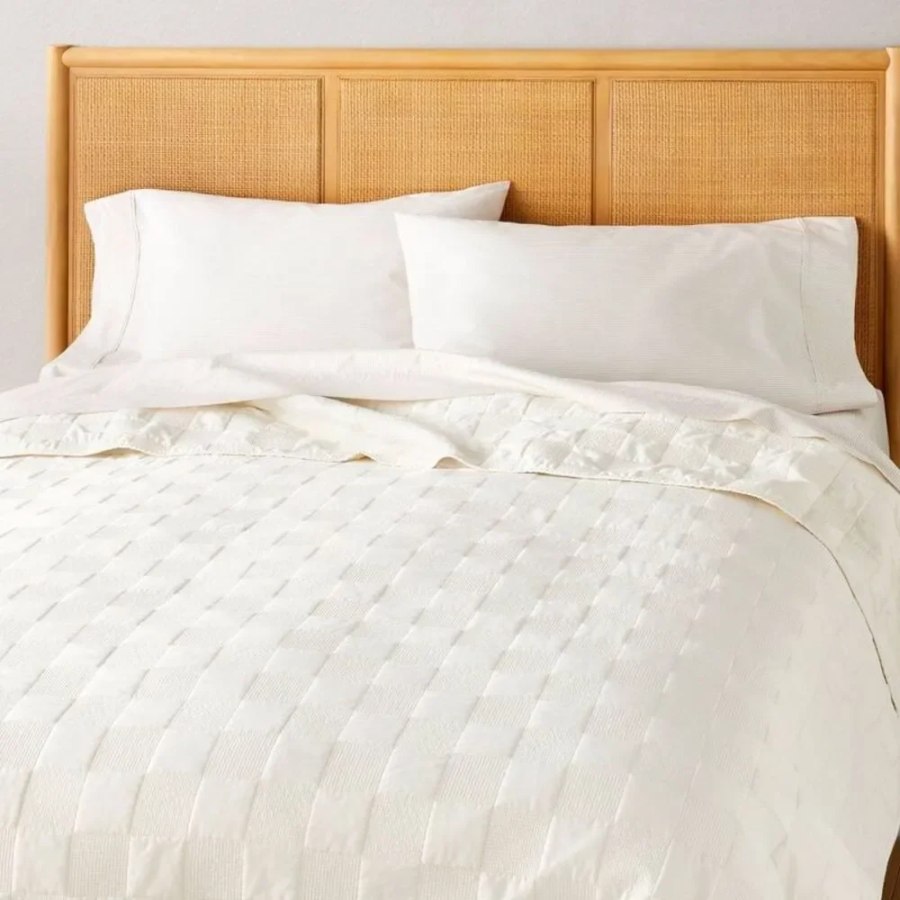 King Checkerboard Stitch Quilt Cream - Hearth & Hand Cream